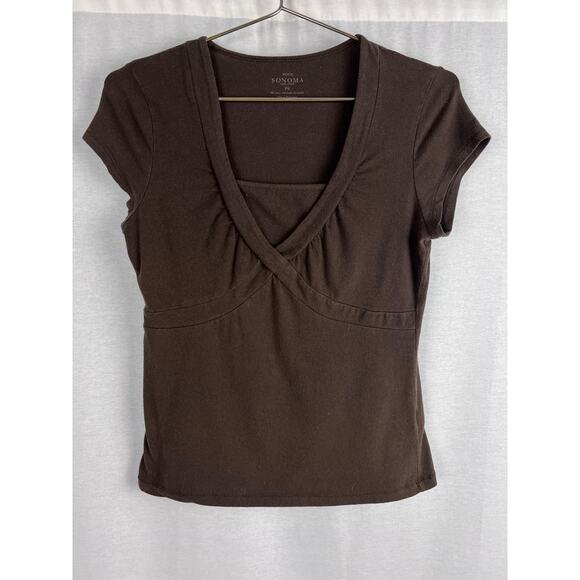 Sonoma Tops - Vintage Y2K Sonoma Top Babydoll Brown Forest Fairy Goblincore Indie Grunge